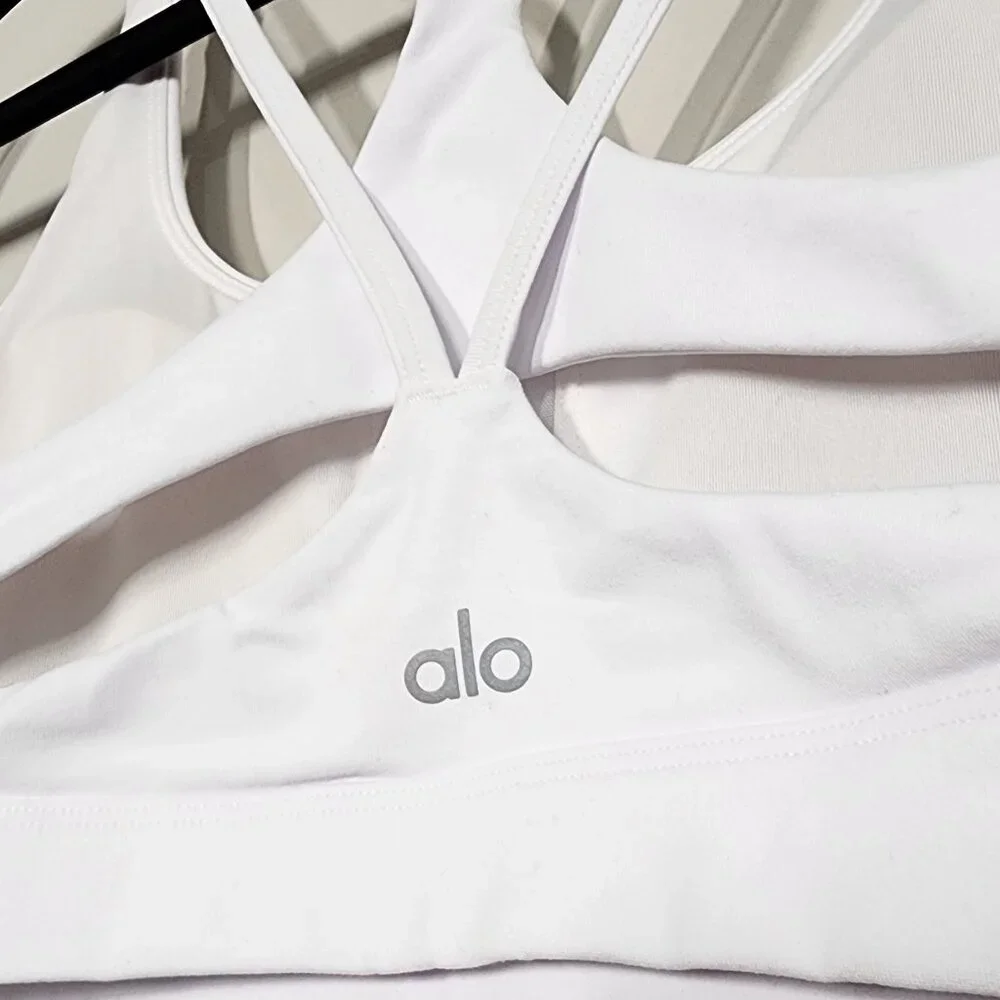 ALO Yoga Airbrush Suspension Bra Size L White EUC - Picture 3 of 12